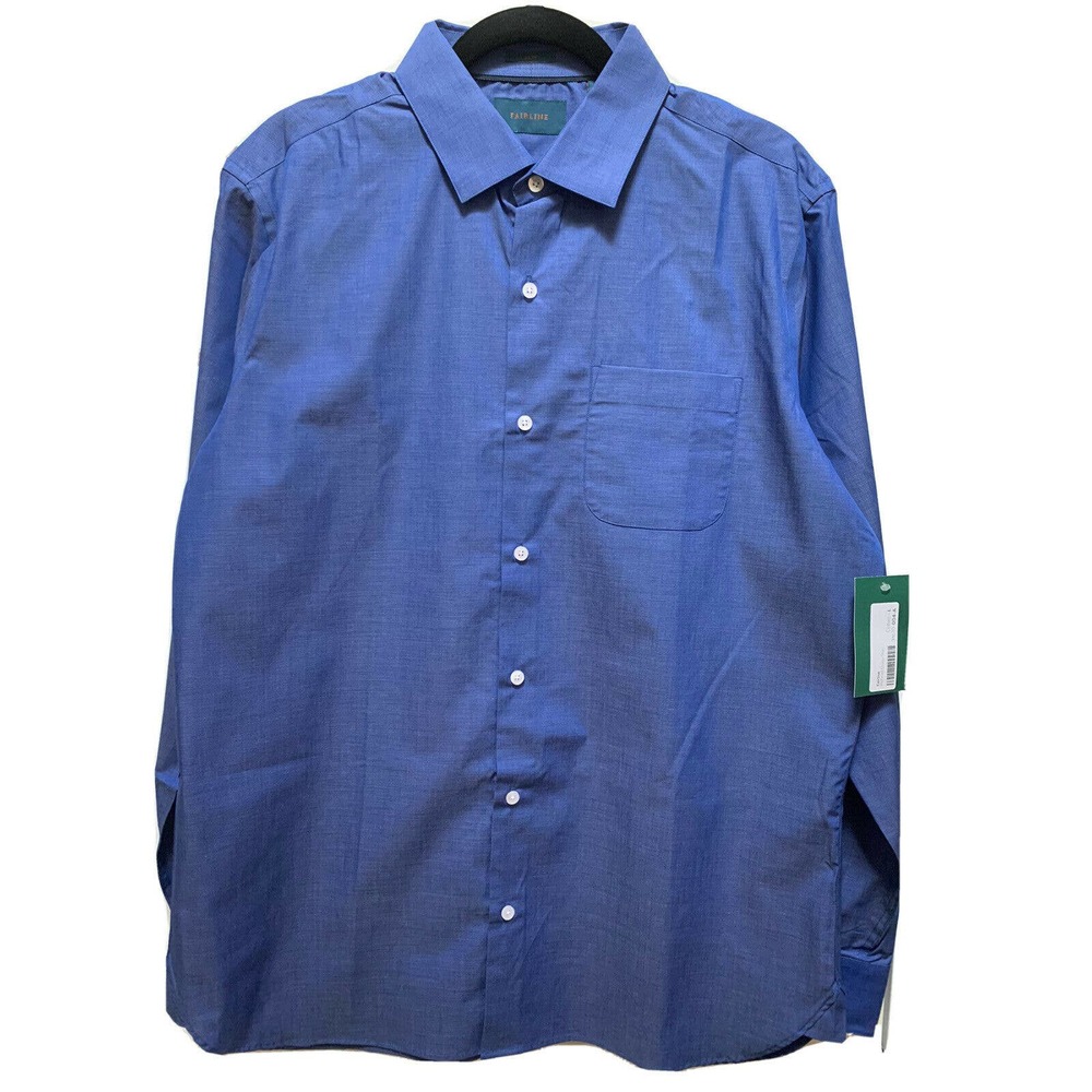 Fairline Stitch Fix Blue Dress Shirt Men Sz L Slim Fit Cobalt Button Up Work